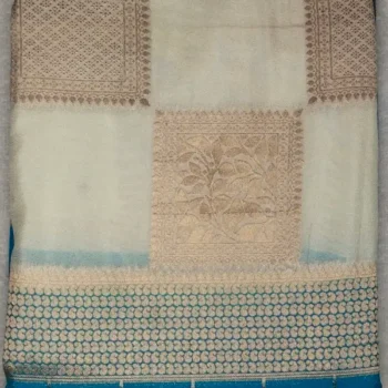 Semi Silk Cotton Seed Color With Cyan-Blue Border