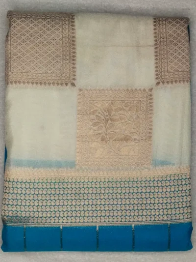 Semi Silk Cotton Seed Color With Cyan-Blue Border