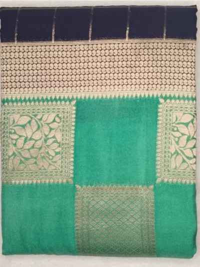 1000290429 Semi Silk Green Cyan Color With Purple Blue Border