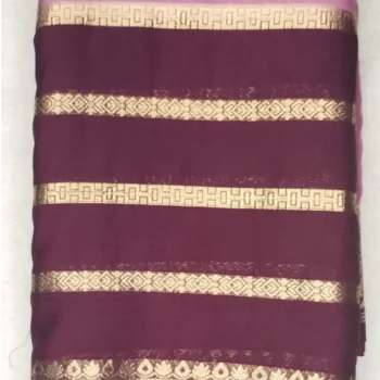 Soft Silk Magenta Color With Brown Border