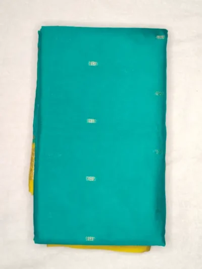 1000290530 Soft Silk Dark Cyan Color With Satin Sheen Gold Border