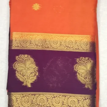 Anushree Butta Orange Color with Maroon Border