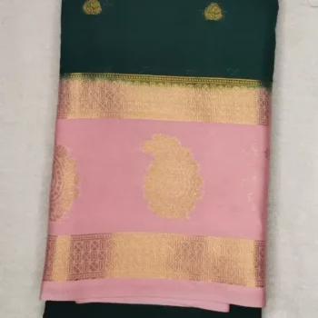 Anushree Butta Green Color With Pink Border