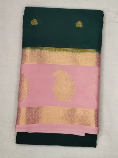 Anushree Butta Green Color With Pink Border