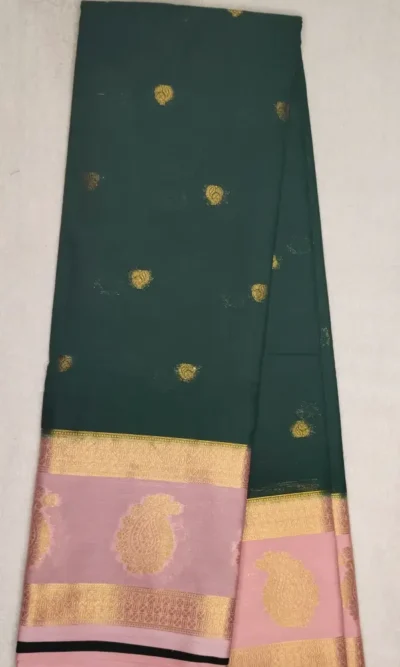Anushree Butta Green Color With Pink Border