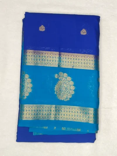 Anushree Butta Egyptian Blue Color With French Blue Border