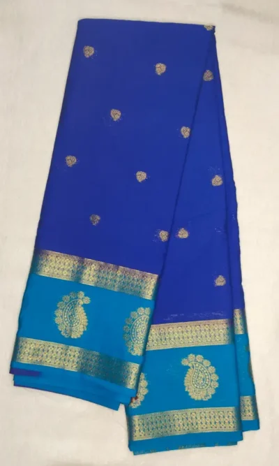Anushree Butta Egyptian Blue Color With French Blue Border