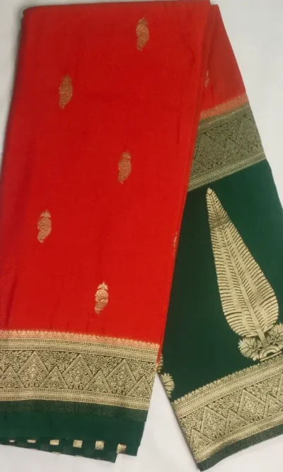 1-IMG_20260125_132900 Pure Semi Silk Red Color With Green Border