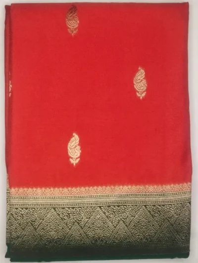 1-IMG_20260125_133033 Pure Semi Silk Red Color With Green Border