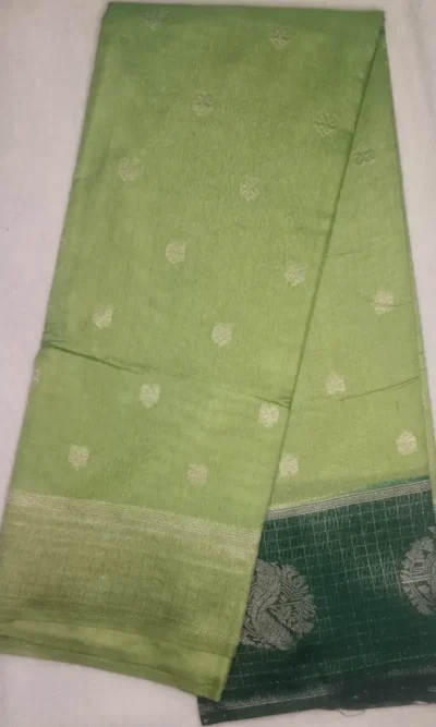 Karunadu Sarees Avocado Drab Color With Green Border