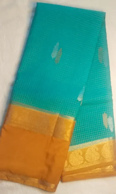 Premium Silk Sarees Light Sea Green Color With Jaggery Border