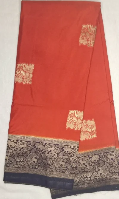 1-IMG_20260125_171955 Pure Semi Silk Matte Red Color With Neutral Purple Border