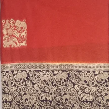 1-IMG_20260125_172044 Pure Semi Silk Matte Red Color With Neutral Purple Border