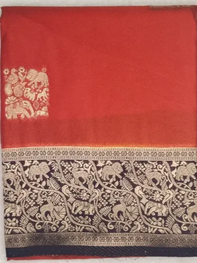 1-IMG_20260125_172044 Pure Semi Silk Matte Red Color With Neutral Purple Border