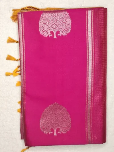 Pure Soft Silk Rosey Color With Gold Border