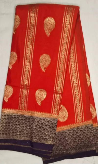 1000290327 Semi Silk Lucky Red Color With Bleached Cedar Border