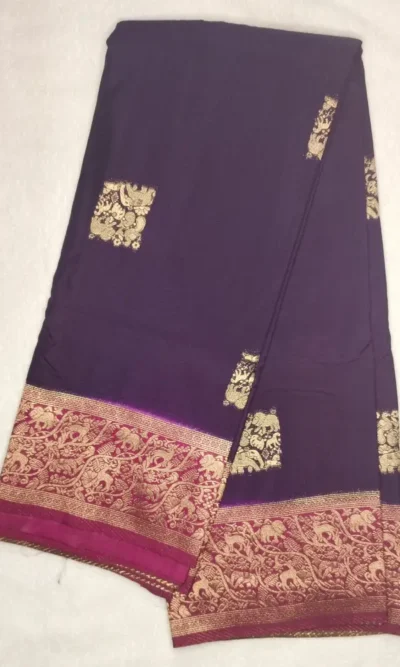 1000290365 Semi Silk Old Purple Color With Dusky Cherry Border