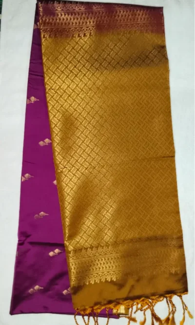 15-IMG_20260126_153923 Pure Soft Silk Shocking Violet Color With Gold Border