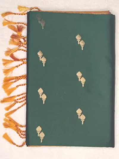 Pure Soft Silk Charleston Green Color With Gold Border