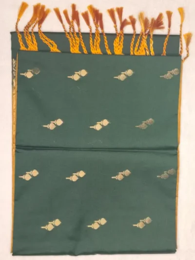 Pure Soft Silk Charleston Green Color With Gold Border