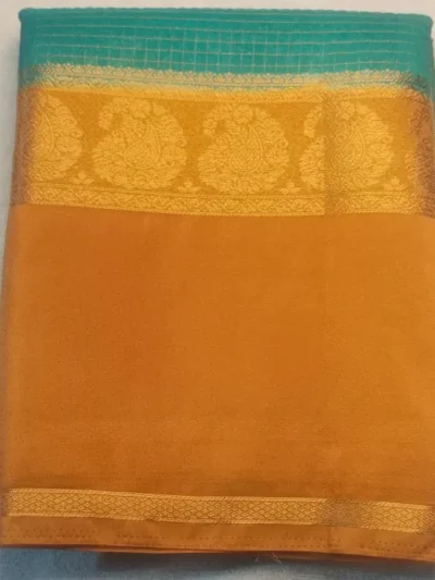 Premium Silk Sarees Light Sea Green Color With Jaggery Border