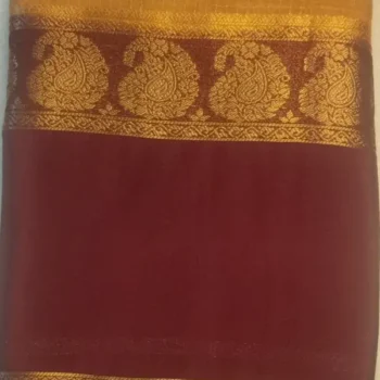 Premium Silk Saree Dark Fawn Color With Maroon Border