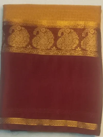 Premium Silk Saree Dark Fawn Color With Maroon Border
