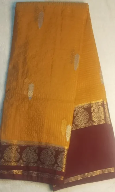 Premium Silk Saree Dark Fawn Color With Maroon Border