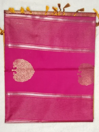 Pure Soft Silk Rosey Color With Gold Border