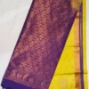 Pure Soft Silk Bold Yellow Color With Cool Purple Border