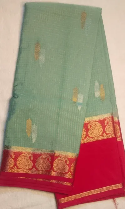 Premium Silk Sarees Battleship Gray Color With Tart Cherry Border