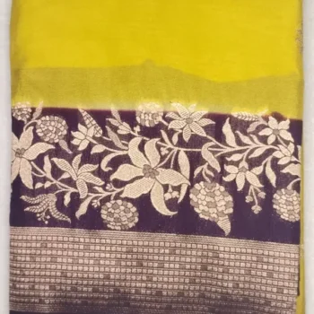 3-IMG_20260125_172428 Pure Semi Silk Old Gold With Aubergine Border