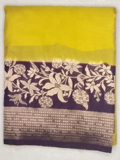 3-IMG_20260125_172428 Pure Semi Silk Old Gold With Aubergine Border