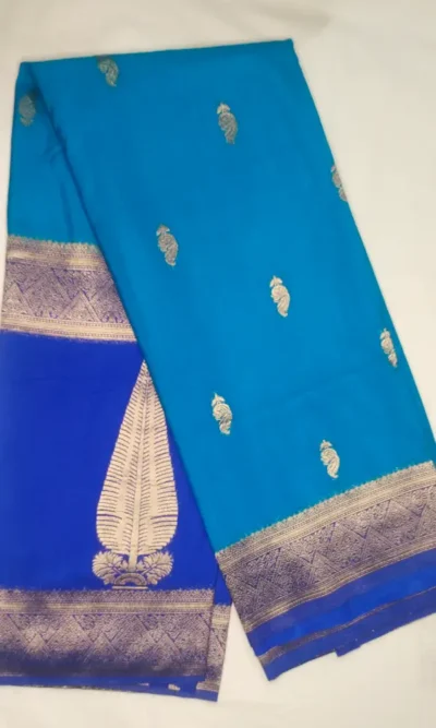 4-IMG_20260125_134831 Pure Semi Silk Bahama Blue Color With Luxury Blue Border