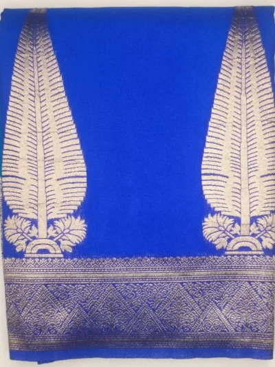 4-IMG_20260125_135305 Pure Semi Silk Bahama Blue Color With Luxury Blue Border