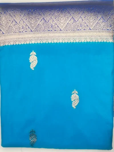 4-IMG_20260125_135352 Pure Semi Silk Bahama Blue Color With Luxury Blue Border