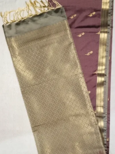 Pure Soft Silk Matte Old Rose Color With Warm Gray Border