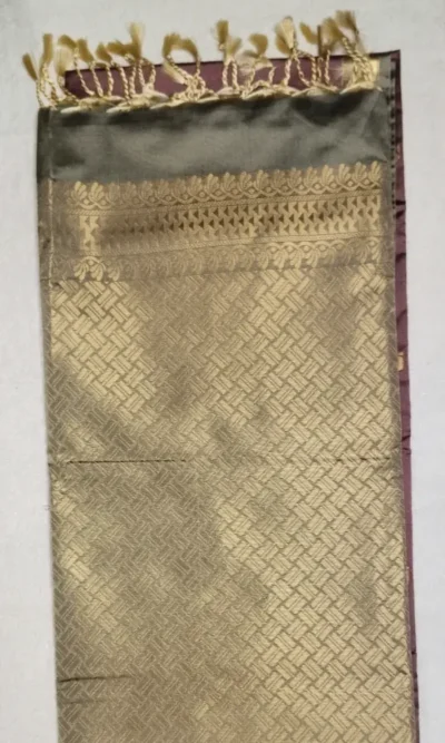 Pure Soft Silk Matte Old Rose Color With Warm Gray Border