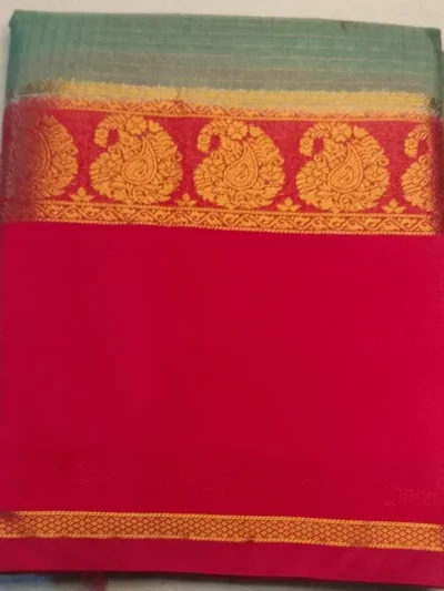 Premium Silk Sarees Battleship Gray Color With Tart Cherry Border