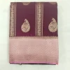 Semi Silk Brown Saree with pink border