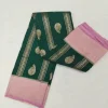 green-saree-img1 Semi Silk Green Saree with pink border