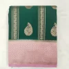 green-saree-img3 Semi Silk Green Saree with pink border