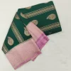 green-saree-img4 Semi Silk Green Saree with pink border