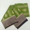 Semi Silk Parrot Green Saree with purple border